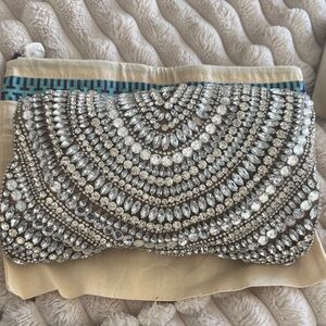 bebe Silver and Black Clutch